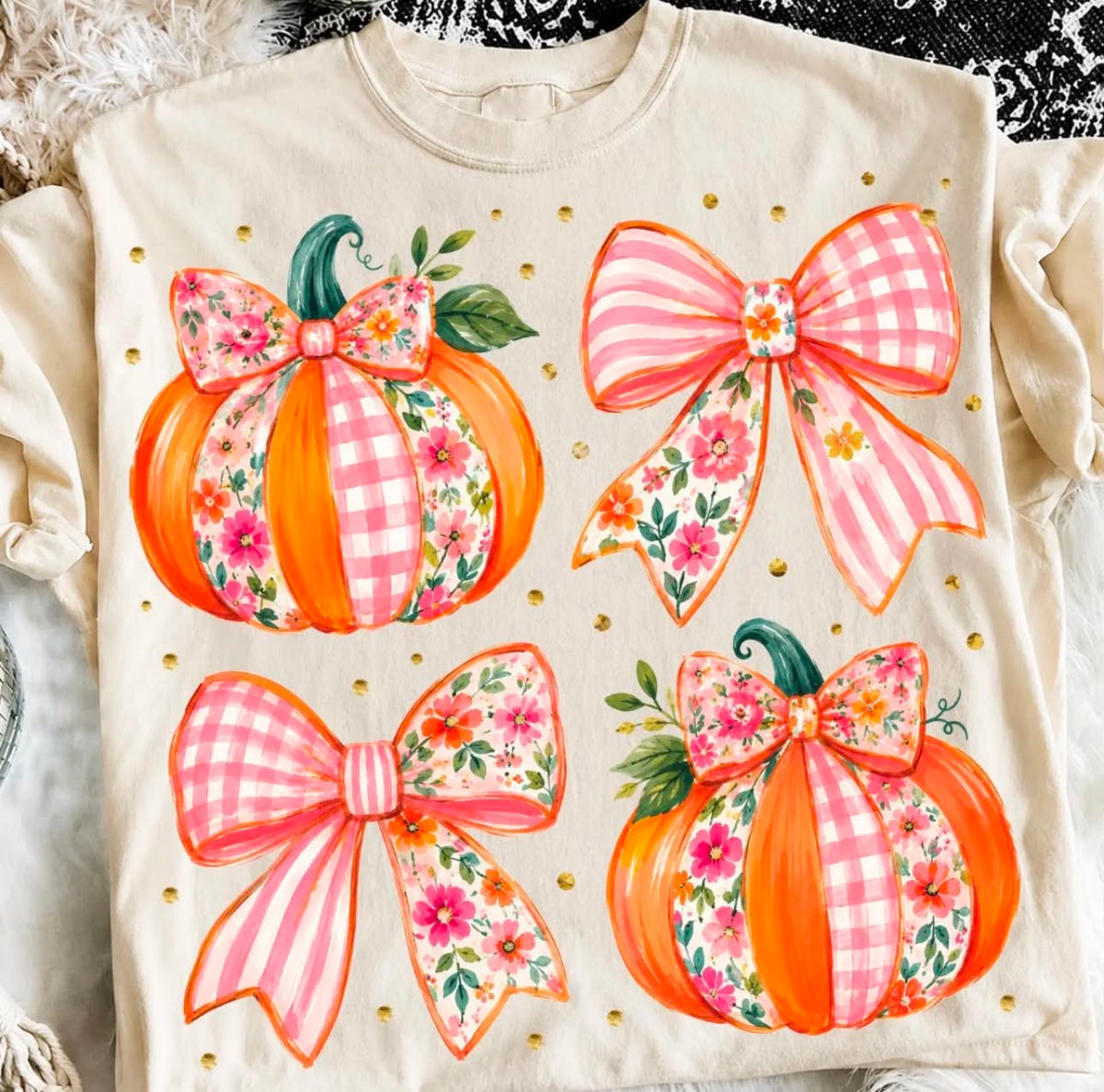 Floral Pumpkin Bow Graphic Tee